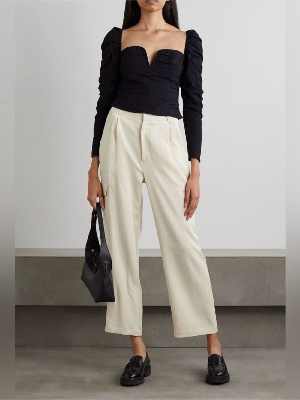 Reformation Jackson Cargo Pant Oyster 4 High Rise Straight Leg Neutral Trousers
